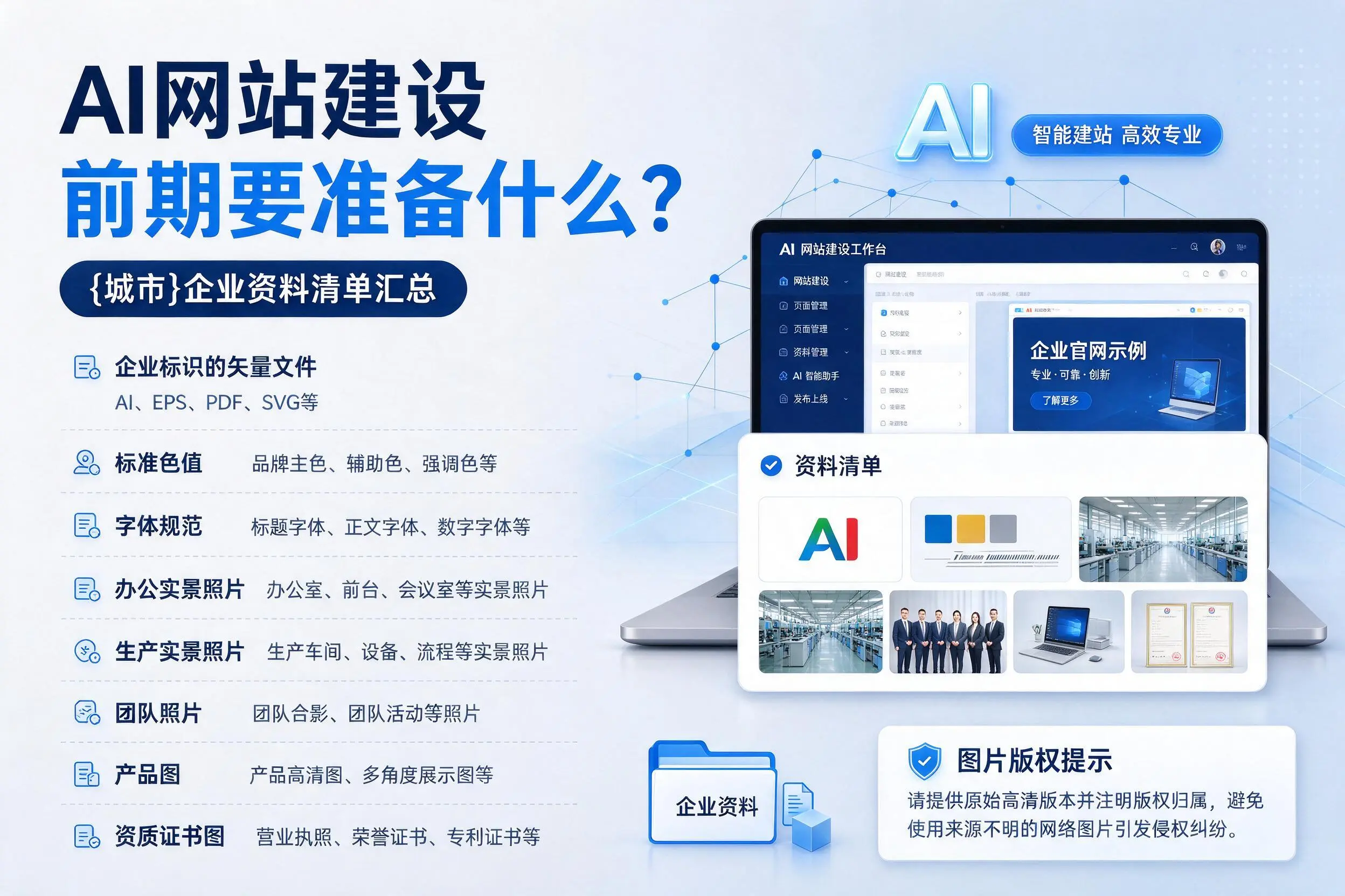 AI网站建设前期要准备什么?佳木斯企业资料清单汇总